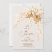 Boho getrocknete Blume und Pampas Grass Baby Dusch Einladung (Vorderseite)