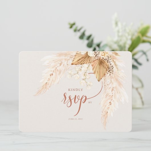 Boho getrocknete Blume und Pampas Grass UAWG Invit Einladung (Stehend Vorderseite)