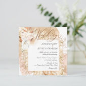 Boho getrocknete Blumen und Rose Einladung Hochzei (Stehend Vorderseite)