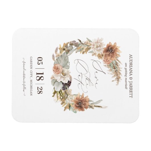 Boho getrocknete Blumenpampas Grass Herbst Magnet (Horizontal)