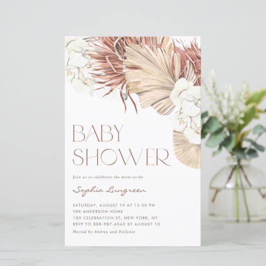 Boho getrocknete Palme und Orchids Kinderdusche Ei (Stehend Vorderseite)