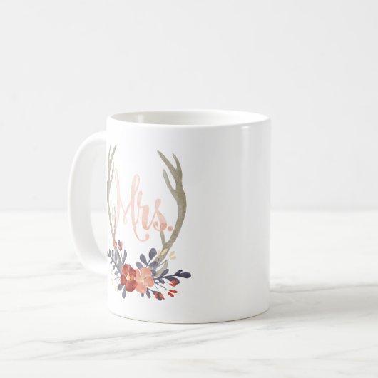 Boho Geweih-Frau Mug Kaffeetasse (Vorderseite Links)