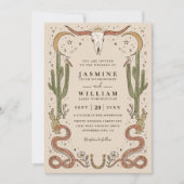 Boho-Geweih Südwestlich Rustikale QR-Code-Hochzeit Einladung (Vorderseite)