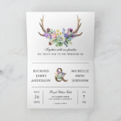 Boho Geweih Wildblumen Blumen QR-Code Hochzeit Einladung (Innenseite)