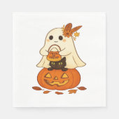 Boho Ghost & Black Cat - Trick oder Trete auf eine Serviette (Vorderseite)