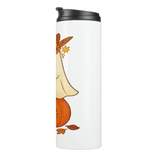 Boho Ghost & Black Cat - Trick oder Trete auf eine Thermosbecher (Nach rechts gedreht)