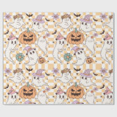 Boho Ghosts & Pumpkins Halloween Geschenkpapier (Flach)
