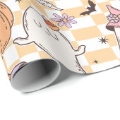 Boho Ghosts & Pumpkins Halloween Geschenkpapier (Rolleneckpunkt)