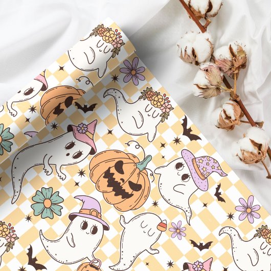 Boho Ghosts & Pumpkins Halloween Geschenkpapier