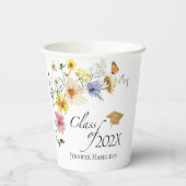 Boho Gilded Wildblume Bouquet Class of Abschluss Pappbecher (Rückseite)