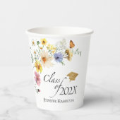 Boho Gilded Wildblume Bouquet Class of Abschluss Pappbecher (Vorderseite)