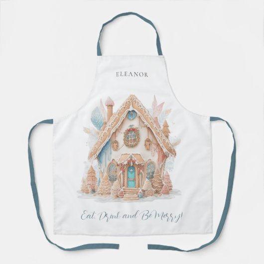 Boho Gingerbread House Name Eat Drink Be Merry Schürze (Vorderseite)