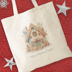 Boho Gingerbread House Name Merry Christmas Tragetasche