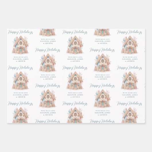 Boho Gingerbread House Quotes Name Weihnachten Geschenkpapier Set (Vorderseite 2)