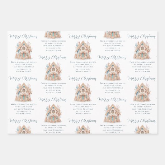 Boho Gingerbread House Quotes Name Weihnachten Geschenkpapier Set (Vorderseite)