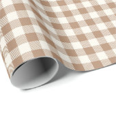 Boho-Gingham-Muster Kariert Braun Beige Geschenkpapier (Rolleneckpunkt)