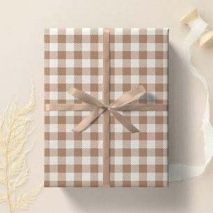 Boho-Gingham-Muster Kariert Braun Beige Geschenkpapier