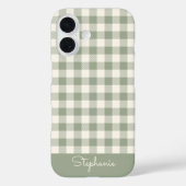 Boho-Gingham-Muster Kariert Kariert Sage Name Case-Mate iPhone Hülle (Rückseite)