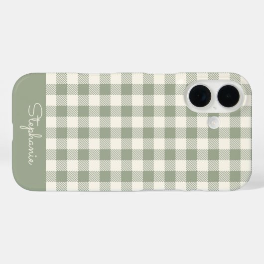 Boho-Gingham-Muster Kariert Kariert Sage Name Case-Mate iPhone Hülle (Rückseite (Horizontal))