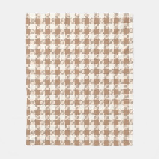 Boho-Gingham-Muster Kariert Karomuster Tan Braun Fleecedecke (Vorderseite)