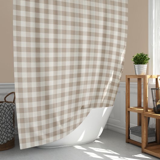 Boho-Gingham-Muster Kariert Neutral Duschvorhang