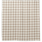 Boho-Gingham-Muster Kariert Neutral Duschvorhang (Vorderseite)