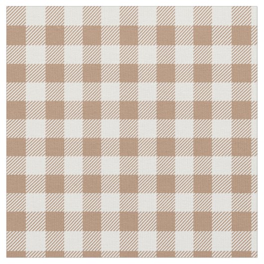 Boho-Gingham-Muster Kariert Tan Braun Stoff (Nahaufnahme)