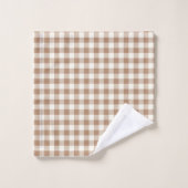 Boho-Gingham-Muster Karo kariert Beige Braun Badhandtuch Set (Waschlappen)