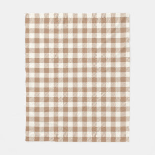 Boho-Gingham-Muster Karo kariert Beige Braun Fleecedecke