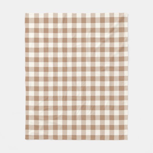 Boho-Gingham-Muster Karo kariert Beige Braun Fleecedecke (Vorderseite)