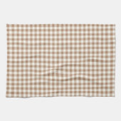 Boho-Gingham-Muster Karo kariert Beige Braun Geschirrtuch (Horizontal)
