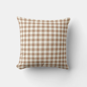 Boho-Gingham-Muster Karo kariert Beige Braun Kissen