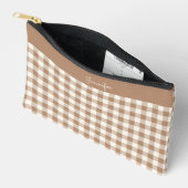 Boho-Gingham-Muster Karo kariert braun Name Zubehörtasche (Offen)
