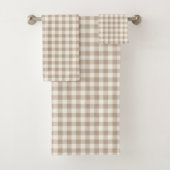 Boho-Gingham-Muster Karo Kariert Neutral Badhandtuch Set (Insitu)