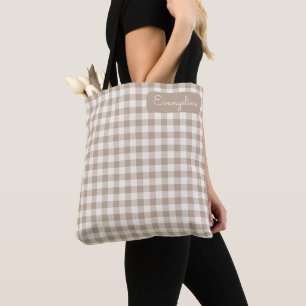 Boho-Gingham-Muster Karo kariert neutrale Name Tasche