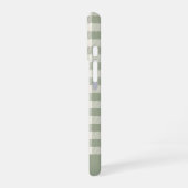 Boho-Gingham-Muster Karo kariert Sage Name iPhone 16 Hülle (Linke Seite)