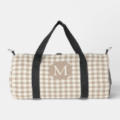 Boho-Gingham-Muster Karo-Muster neutrales Monogram Duffle Bag (Vorderseite)