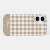 Boho-Gingham-Muster Karo neutral Name iPhone 16 Hülle (Rückseite (Horizontal))