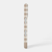 Boho-Gingham-Muster Karo neutral Name iPhone 16 Hülle (Rechte Seite)