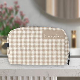 Boho-Gingham-Muster Karo neutrale Name Waschbeutel