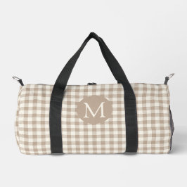 Boho-Gingham-Muster Karo neutrales Monogramm Duffle Bag