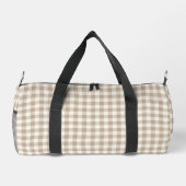 Boho Gingham Pattern Plaid Check Neutral Monogram Duffle Bag (Rückseite)