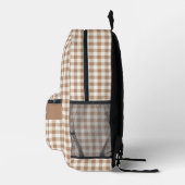 Boho Gingham Pattern Plaid Checkered Brown Name Bedruckter Rucksack (Rechts)