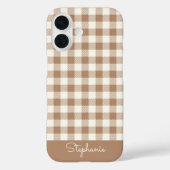 Boho Gingham Pattern Plaid Checkered Brown Name Case-Mate iPhone Hülle (Rückseite)