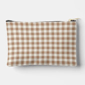 Boho Gingham Pattern Plaid Checkered Brown Name Zubehörtasche (Rückseite)