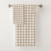 Boho Gingham Pattern Plaid Checkered Neutral Badhandtuch Set (Insitu)