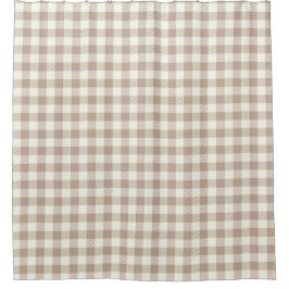 Boho Gingham Pattern Plaid Checkered Neutral Duschvorhang