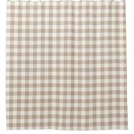 Boho Gingham Pattern Plaid Checkered Neutral Duschvorhang (Vorderseite)