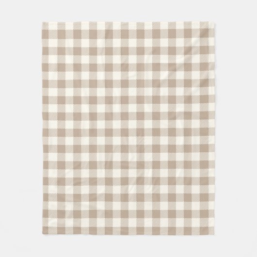Boho Gingham Pattern Plaid Checkered Neutral Fleecedecke (Vorderseite)