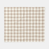 Boho Gingham Pattern Plaid Checkered Neutral Fleecedecke (Vorderseite (Horizontal))